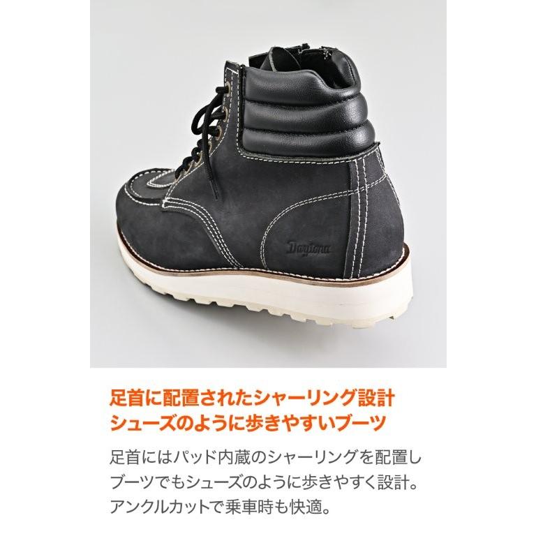 グレー レザー ブーツ 24.5cm ジッパー付き DAYTONA（デイトナ） ライディングシューズ メンズ 本革 牛革 シフト
