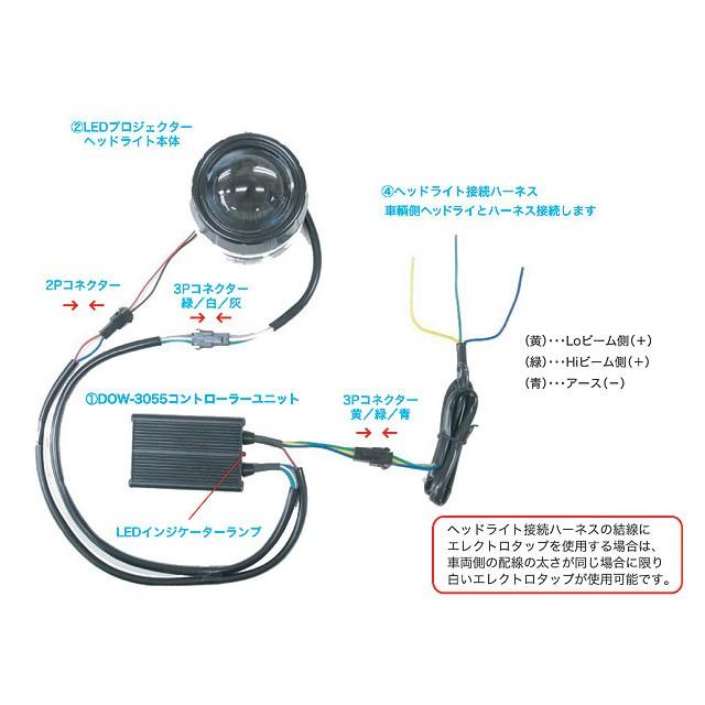 PROTEC プロテック プロジェクターLEDヘッドライト 組込式 【Loビーム標準】 汎用 FLH-860 3000K 65860-30の画像