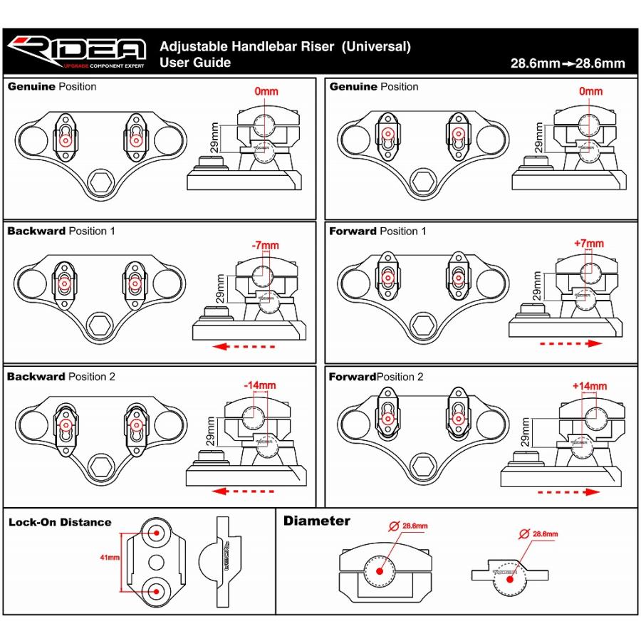 RIDEA リデア ハンドルライザー (カラー:レッド) HR04-28-RD  SUZUKI GSX-S750 RI0000346_2