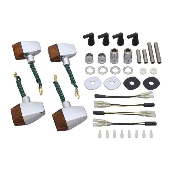 POSH - W800(2020) 用 古典的 スリムシャープタイプ ウインカーKIT メッキ上半身/オレンジ色水晶体｜ポッシュフェイス/