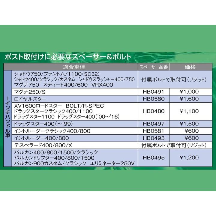 シャドウ750/SHADOW750(RC44/RC50/RC56)用 ドラッグポスト(ストレート8インチ/メッキ) ｜ハリケーン