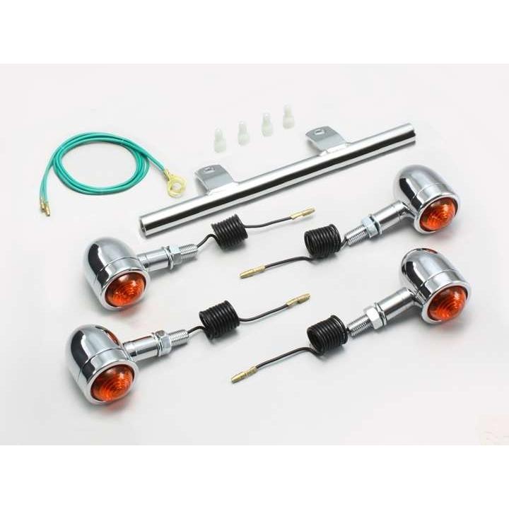 マグナ50/MAGNA(AC13)用 ミニブレットウインカーキット・ステムマウント(オレンジレンズ) ｜ハリケーン