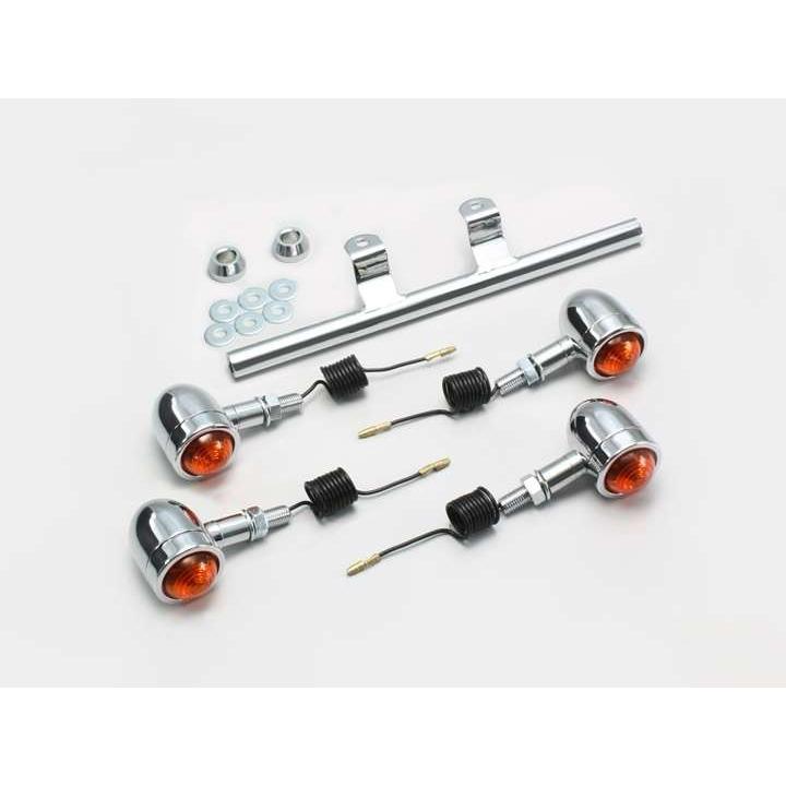 ドラッグスター400/DS400(96-16)用 ミニブレットウインカーキット・ステムマウント(オレンジレンズ) ｜ハリケーン