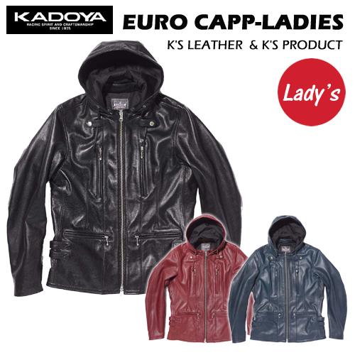 KADOYA レディース 黒 レザー ライダースジャケット フード付き KADOYA レディース 黒 レザー ライダースジャケット フード付き