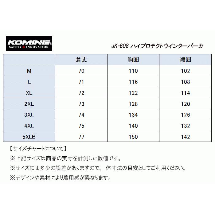 コミネ（Komine） JK-608 ハイプロテクトウインターパーカ 2020-21秋
