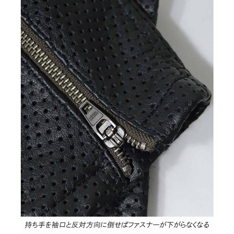 KADOYA BHR カドヤ セレクトスリーバー パンチングレザージャケット L カドヤ（KADOYA） パンチングレザージャケット セミダブルライダース