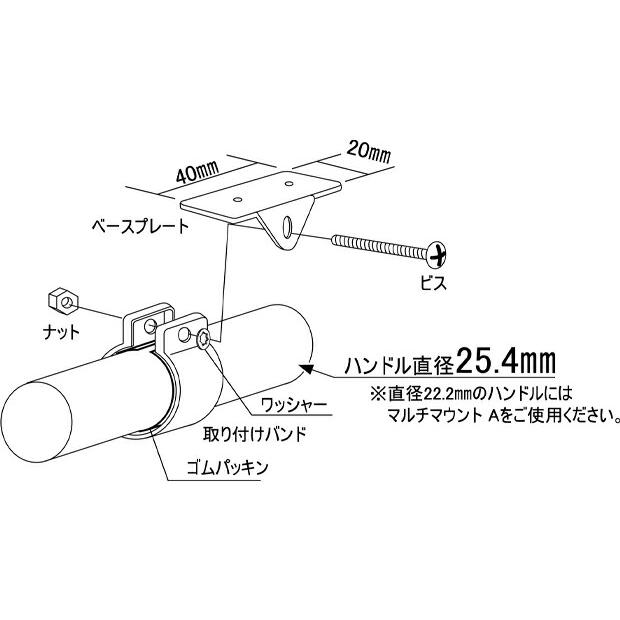 TANAX タナックス MOTO FIZZ マルチマウントB 径25.4mm(ブラック