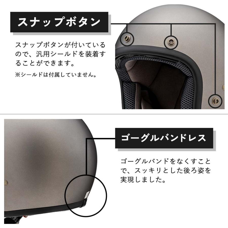 山城(yamashiro) バイク用 ヘルメット ジェット 全排気量対応 YH-001 山城ジェットヘルメット フラットガンメタリック Lサイズ YH001F.GUN/L｜moto-zoa2｜06