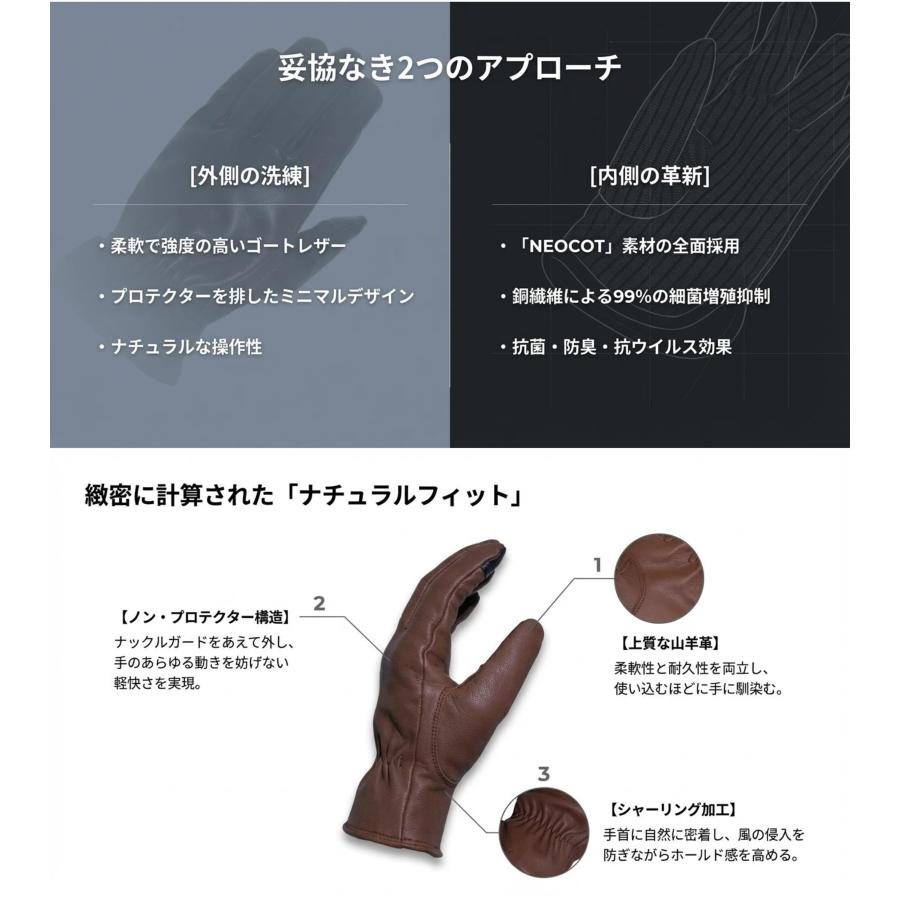 山城（YAMASHIRO） Ideal アイディール バイク用 レザーグローブ
