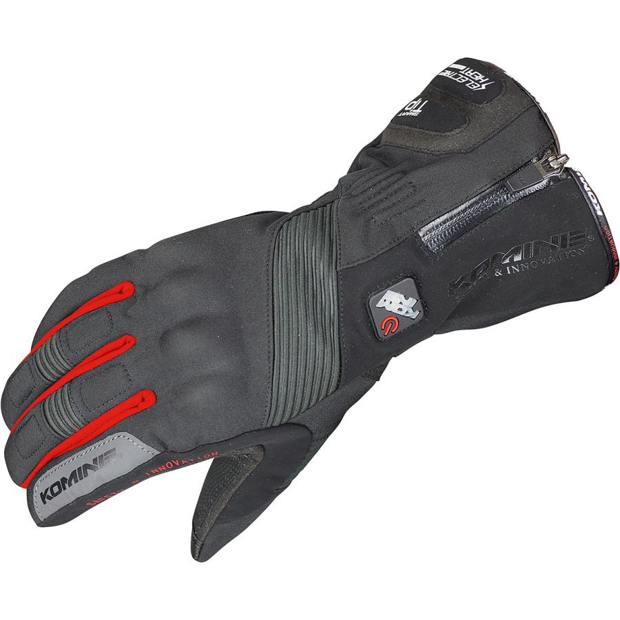 コミネ KOMINE バイクグローブ 電熱 防寒 Gloves GK-804 エレクトリックヒートグローブ-カシウス ブラック レッド 黒 赤 2XLサイズ 06-804/BK/RD/2XL