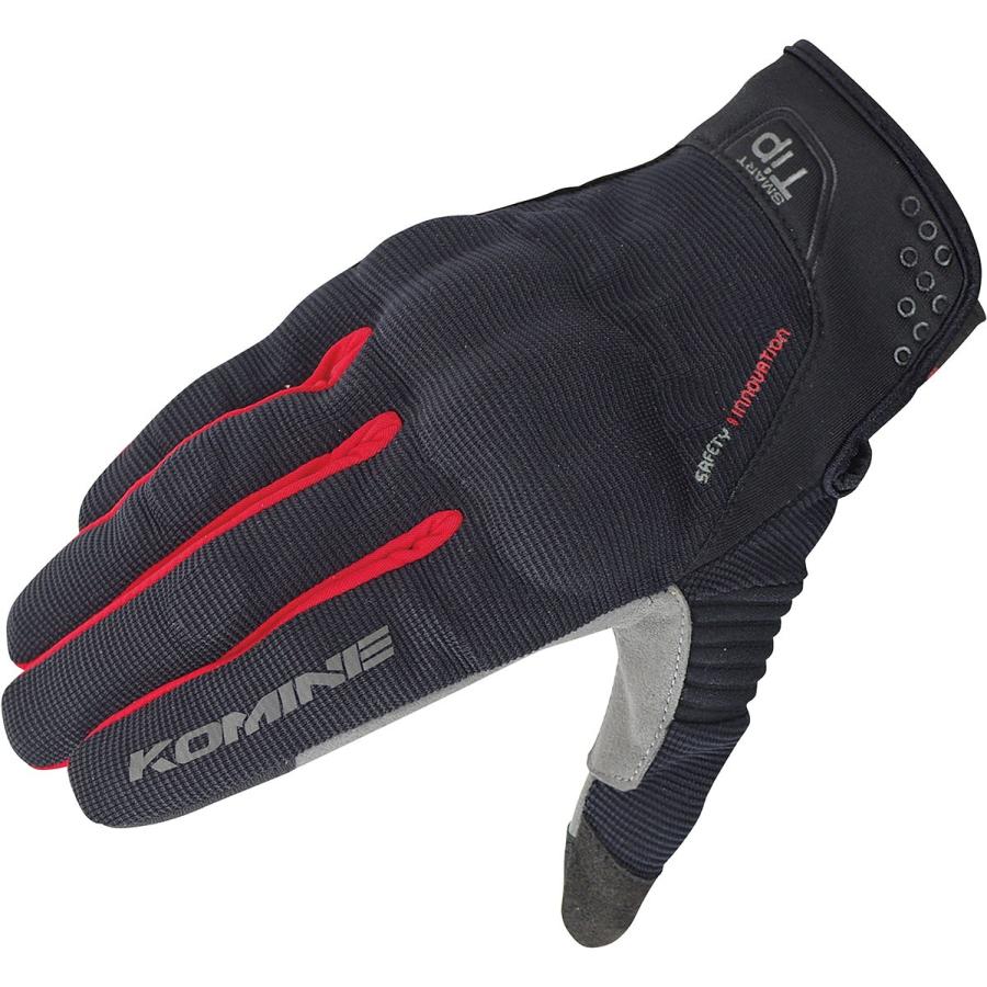 コミネ Komine バイク用 グローブ Gloves GK-183 プロテクトメッシュグローブ-ブレイブ ブラック レッド 黒 赤 3XLサイズ 06-183 BK RD 3XL