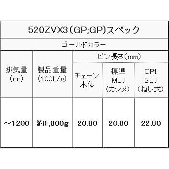 日本売り EKチェーン(江沼チェーン) バイク用チェーン 520ZV-X3 (GP/GP) ゴールド 100リンク MLJ カシメ