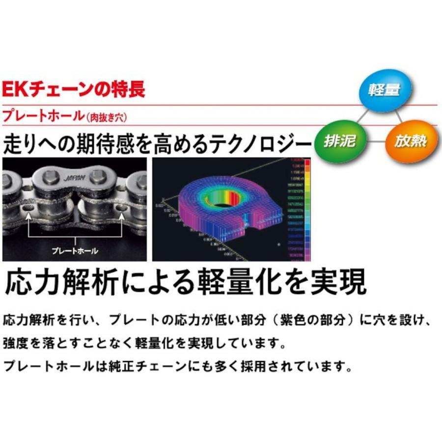 29日クーポン配布 EKチェーン(江沼チェーン) バイク用チェーン 428SR-X2 (GP/GP) ゴールド 108リンク SKJ クリップ｜moto-zoa｜03