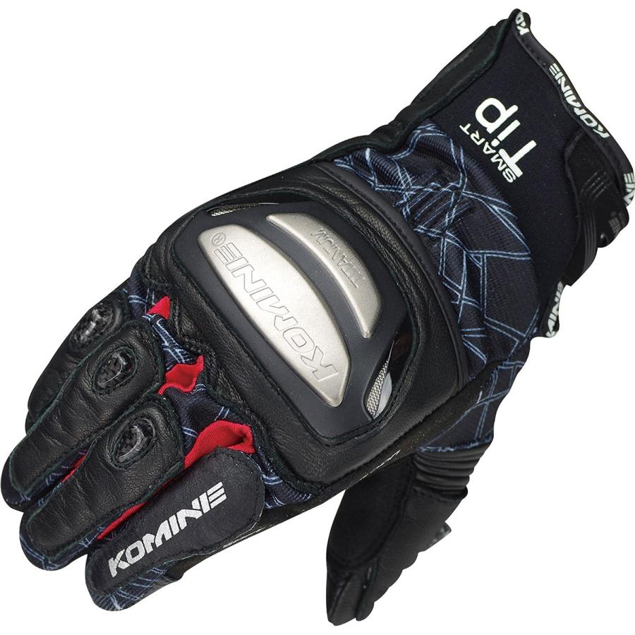 コミネ Komine バイクグローブ Gloves GK-214 チタニウムメッシュグローブ ブラック レッド 黒 赤 3XLサイズ 06-214/BK/RD/3XL 夏対策 冷感 涼しい