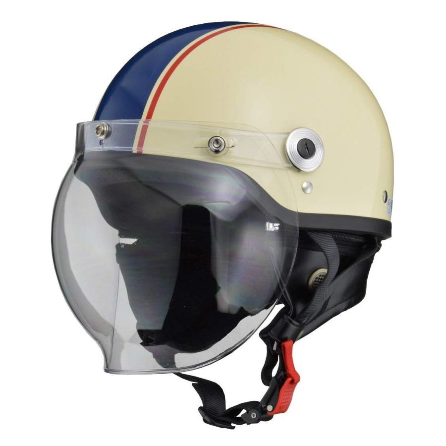 リード工業 ハーフヘルメット CROSS CR-760 アイボリー/ネイビー フリーサイズ (57-60cm未満)