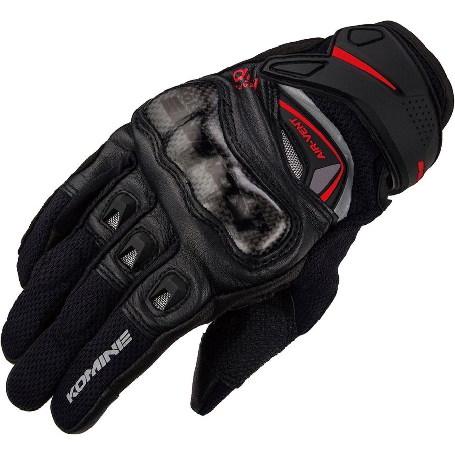 爆買クーポン配布 コミネ Komine バイクグローブ Gloves GK-224 カーボンプロテクトレザーメッシュグローブ ブラック 黒 3XLサイズ 06-224/BK/3XL