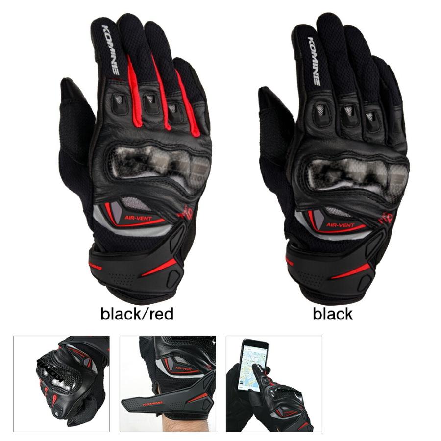 コミネ Komine バイクグローブ Gloves GK-224 カーボンプロテクトレザーメッシュグローブ ホワイト ブラック 白 黒 XLサイズ 06-224/WH/BK/XL_2