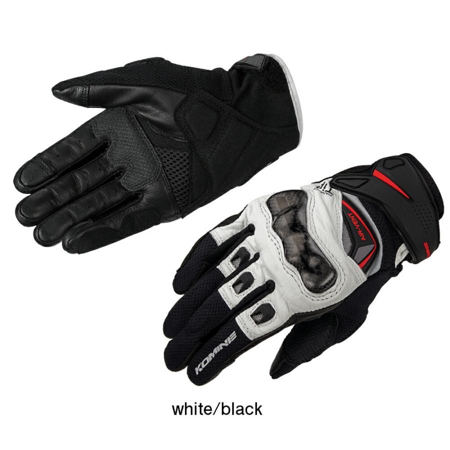 コミネ Komine バイクグローブ Gloves GK-224 カーボンプロテクトレザーメッシュグローブ ホワイト ブラック 白 黒 3XLサイズ 06-224/WH/BK/3XL｜moto-zoa｜02