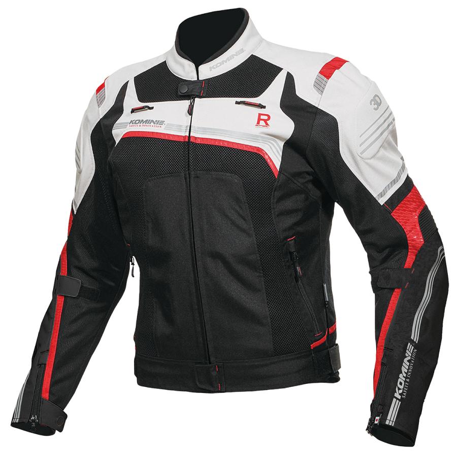 コミネ Komine バイク用 ジャケット Jacket JK-130 Rスペックメッシュジャケット ライト グレー ブラック 灰色 黒 Lサイズ 07-130/LGY/BK/L 夏対策 冷感 涼しい