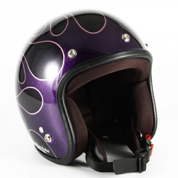 72JAM デザイナーズジェットヘルメット FLAMES フレイムス パープル ジャムテックジャパン (72JAM) バイク用 ジェット ヘルメット JCP