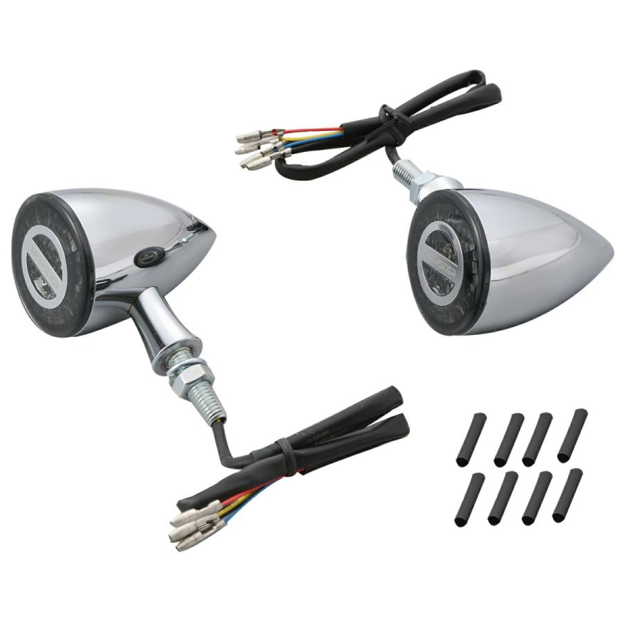 デイトナ DAYTONA バイク用 ウインカー HIGHSIDER(ハイサイダー) LEDテールランプ一体リアウインカー ロケット・ブレット クローム 15310