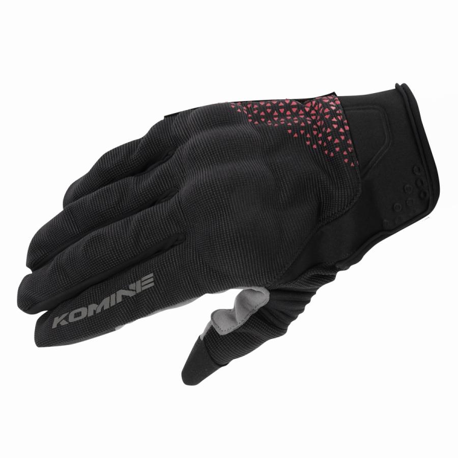 コミネ Komine バイクグローブ Gloves GK-183 プロテクトメッシュグローブ ブレイブ ブラック/レッド Lサイズ 06-183/BK/D.RD/L｜moto-zoa