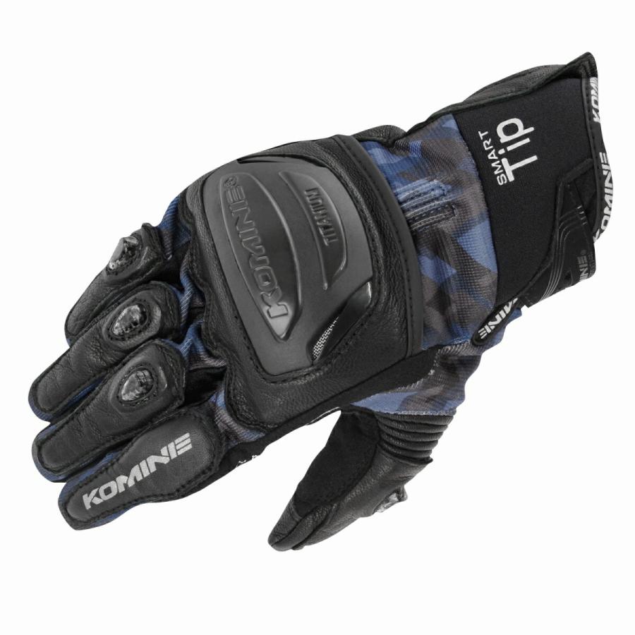 コミネ Komine バイクグローブ Gloves GK-214 チタニウムメッシュグローブ プレード/ネイビー XSサイズ 06-214/P.NV/XS 夏対策 冷感 涼しい