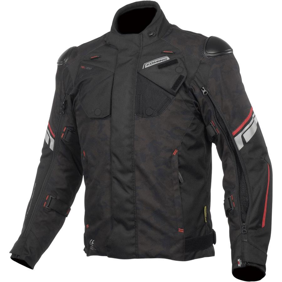 KOMINE バイクジャケット ブラック レッド Mサイズ コミネ（Komine） バイク用 ジャケット Jacket JK-598 プロテクトフル