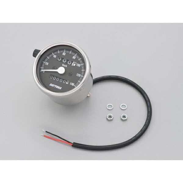 10日クーポン配布 デイトナ DAYTONA バイク用 ミニメーター 機械式スピードメーター φ60 ホワイトLED照明 ステンレスボディ/ブラックパネル 140km/h 15633