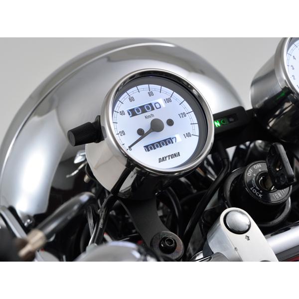 デイトナ DAYTONA バイク用 ミニメーター 機械式スピードメーター φ60 ホワイトLED照明 ステンレスボディ/ホワイトパネル 140km/h 15635｜moto-zoa｜05
