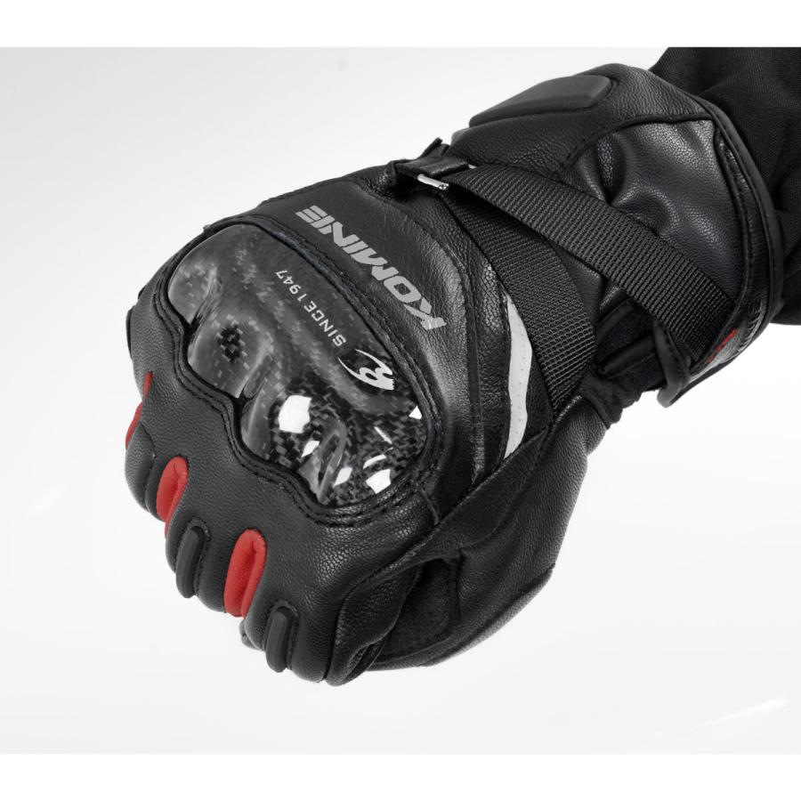 29日クーポン配布 コミネ Komine バイクグローブ Gloves GK-844 プロテクトウインドプルーフレザーグローブHG ブラック/レッド Lサイズ 06-844/BK/RD/L｜moto-zoa｜03