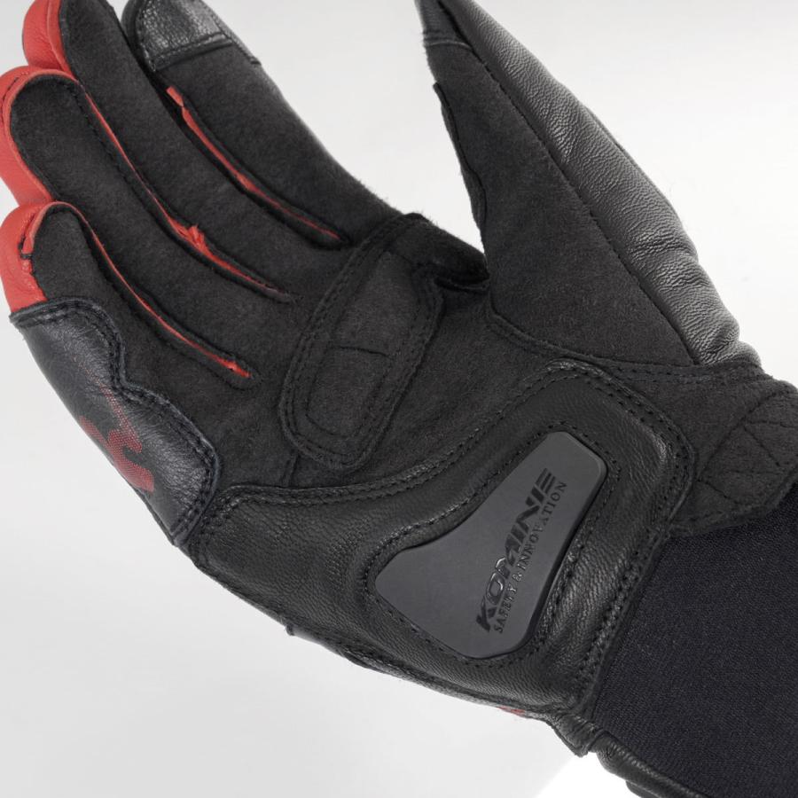 コミネ Komine バイクグローブ Gloves GK-844 プロテクトウインドプルーフレザーグローブHG ブラック/レッド XLサイズ 06-844/BK/RD/XL｜moto-zoa｜06