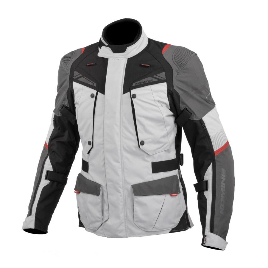 コミネ Komine バイク用 ジャケット Jacket JK-609 フルイヤーアドベンチャージャケット ライトグレー/ブラック 3XLサイズ 07-609/L.GY/BK/3XL