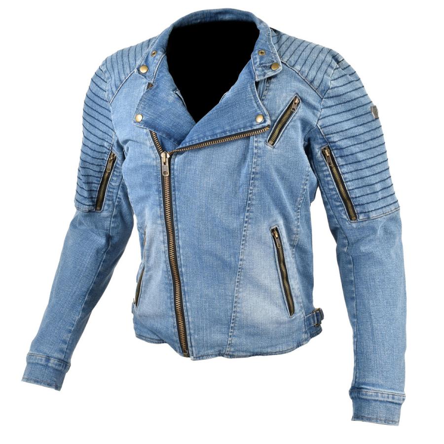 爆買クーポン配布 コミネ Komine バイク用 ジャケット Jacket JK-154 プロテクトデニムダブルジャケット ウォッシュインディゴ Mサイズ 07-154/W.IND/M