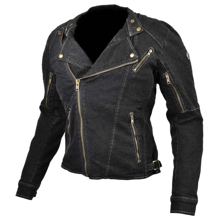 5日クーポン配布 コミネ Komine バイク用 ジャケット Jacket JK-154 プロテクトデニムダブルジャケット ブラック XLサイズ 07-154/BK/XL