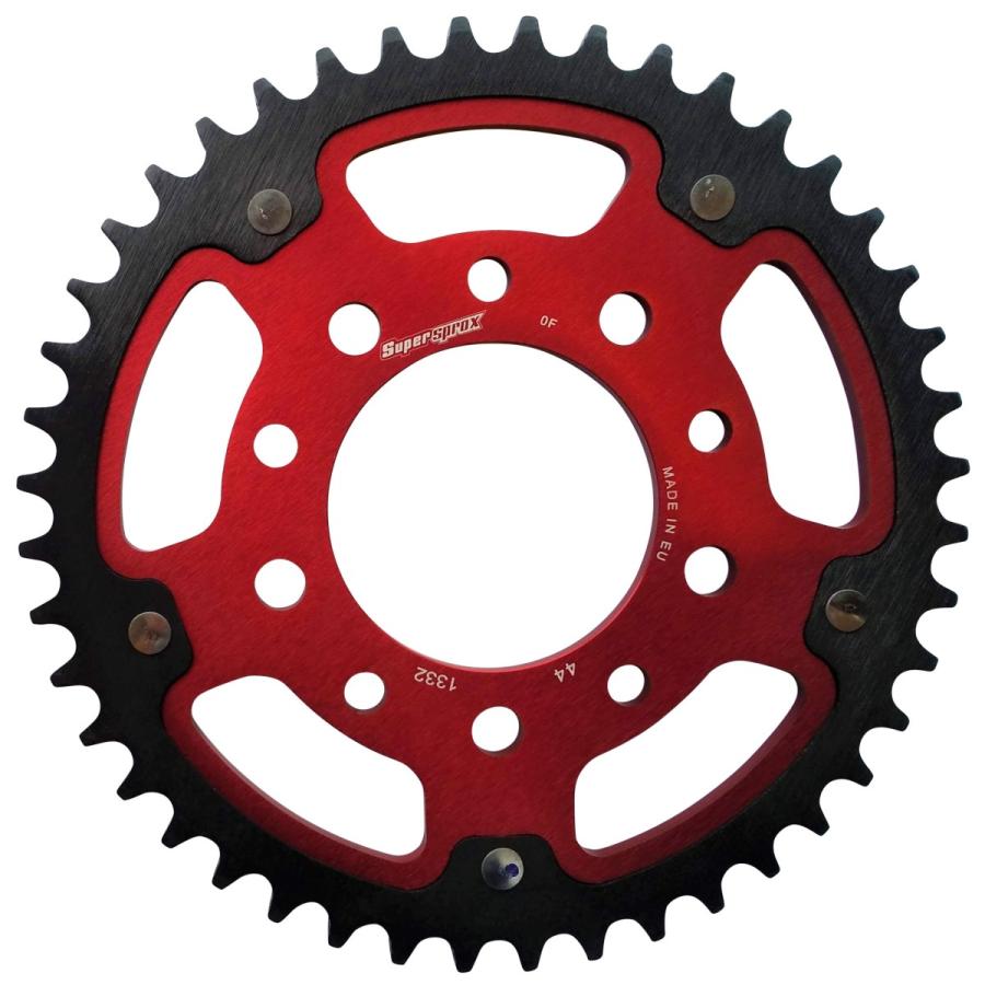 スーパースプロックス(Supersprox) バイク用 ドリブン スプロケット リア ステルス(STEALTH) アルミ&スチール 44T レッド RST-1332:44-RED CB400SUPERFOUR