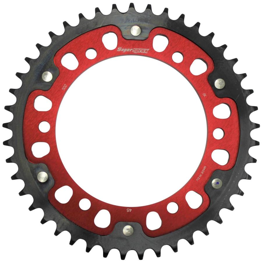 スーパースプロックス(Supersprox) バイク用 ドリブン スプロケット リア ステルス(STEALTH) アルミ&スチール 45T レッド RST-502:45-RED