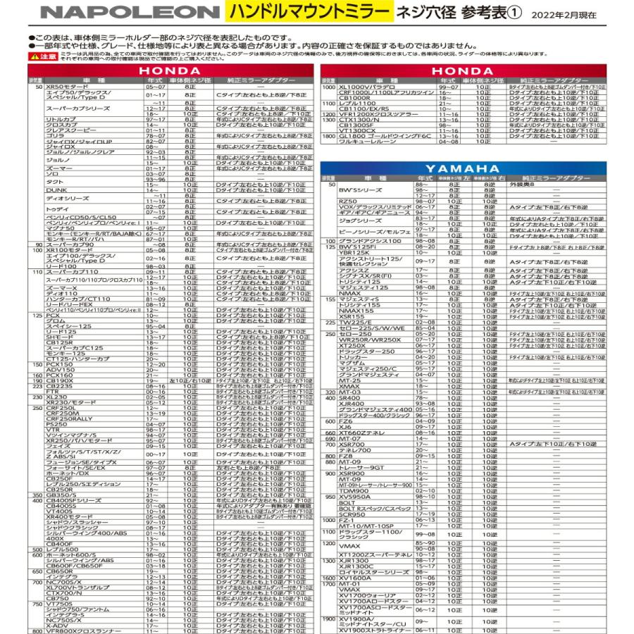 naaa出品 TANAX（タナックス） 5日クーポン配布 バイクミラー ナポレオン