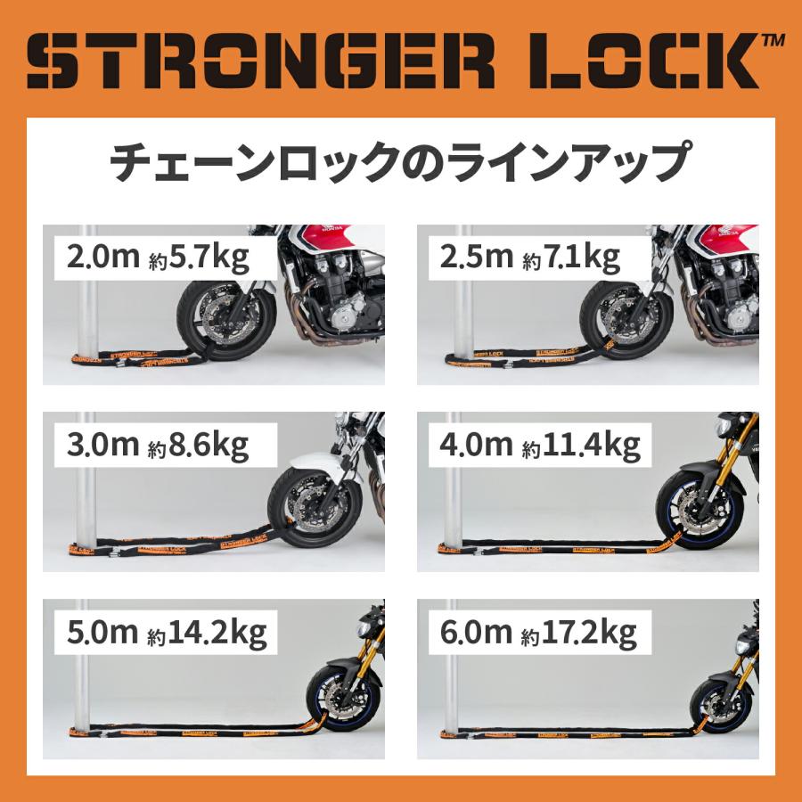 日曜500円OFFクーポン デイトナ DAYTONA バイク用 バイクロック 42mm幅チェーン φ12mmスチール合金製 LEDライト付き鍵 ストロンガーチェーンロック 3.0m 31239｜moto-zoa｜06