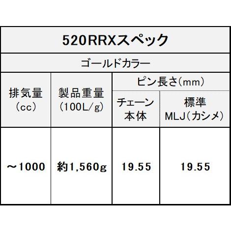 EKチェーン(江沼チェーン) バイク用チェーン 520RR-X (GP/GP) ゴールド