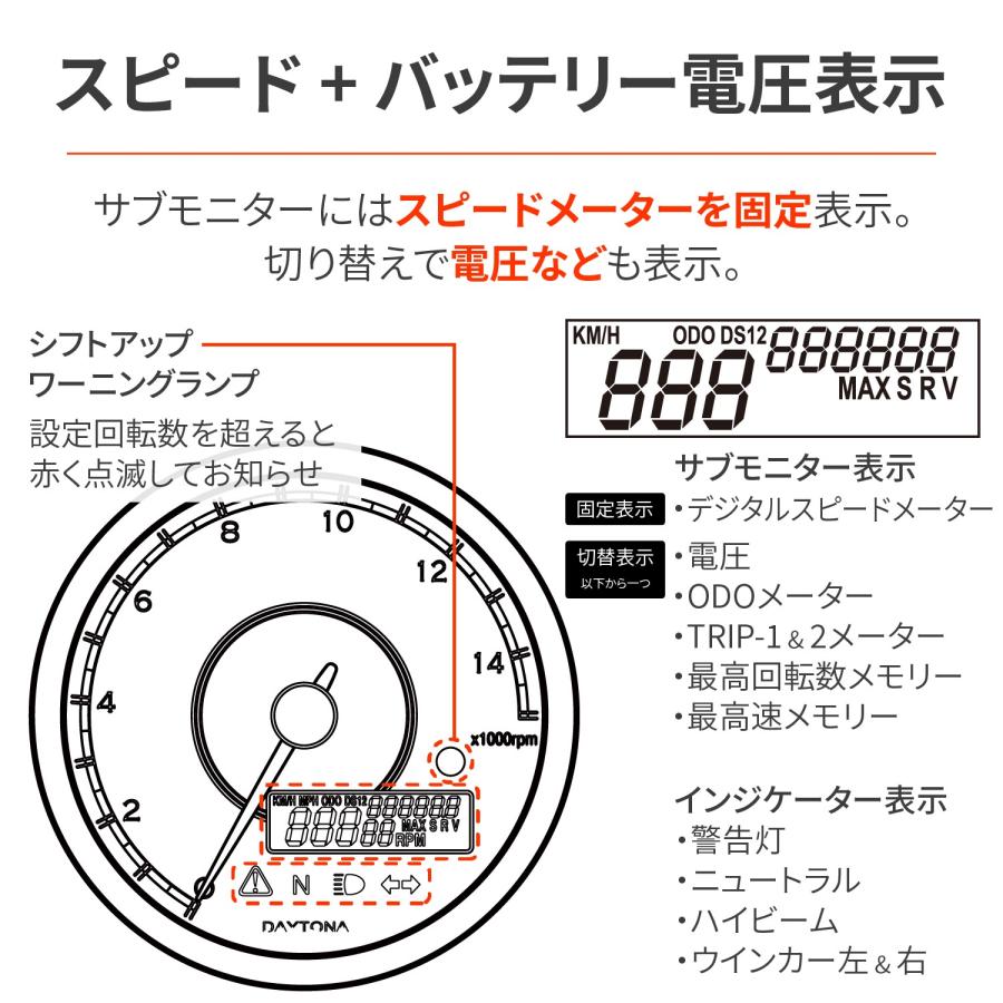 専用 Amazon | デイトナ(Daytona) バイク 非接触スピードセンサー [12V車