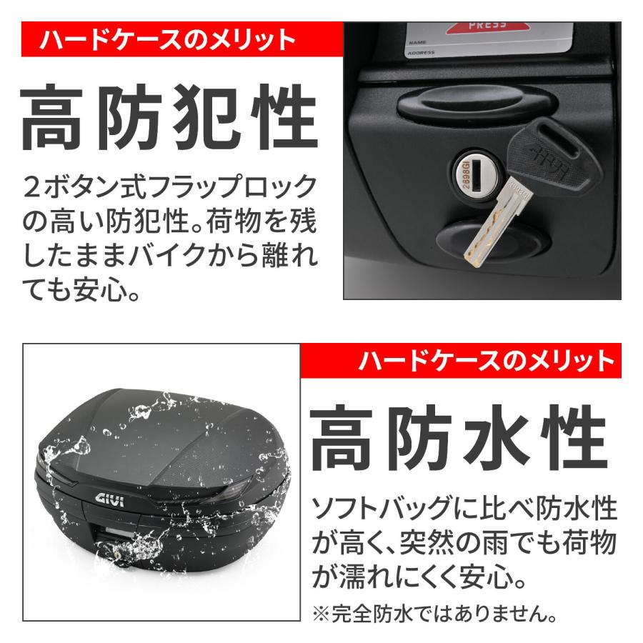 デイトナ DAYTONA バイク用 GIVI BOX ジビ リアボックス トップケース モノキー 45L ARENAシリーズ V45NT TECH未塗装ブラック スモークレンズ 46592