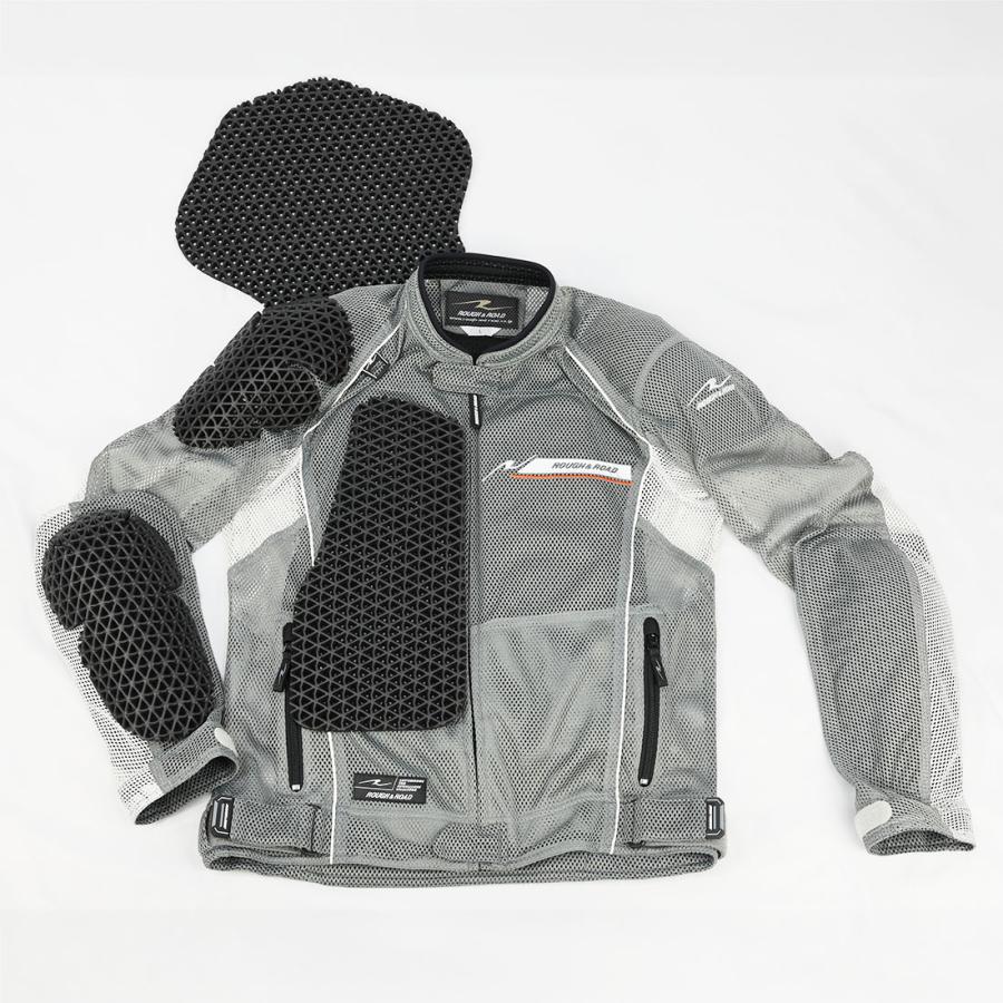 ROUGH&ROAD　メッシュジャケット　グレー　プロテクター付 ラフ＆ロード ROUGH&ROAD バイク用 春夏 プロテクター ウェア