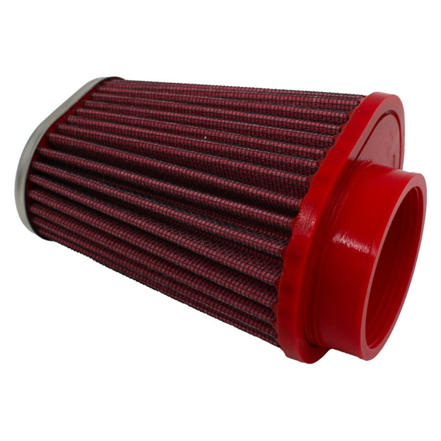 BMC Air Filter バイク エアクリーナー シングルエアメタルトップ Φ55 フィルター長120mm 左4mmオフセット キャブレター用 コニカルエアフィルター FBPF55-120L
