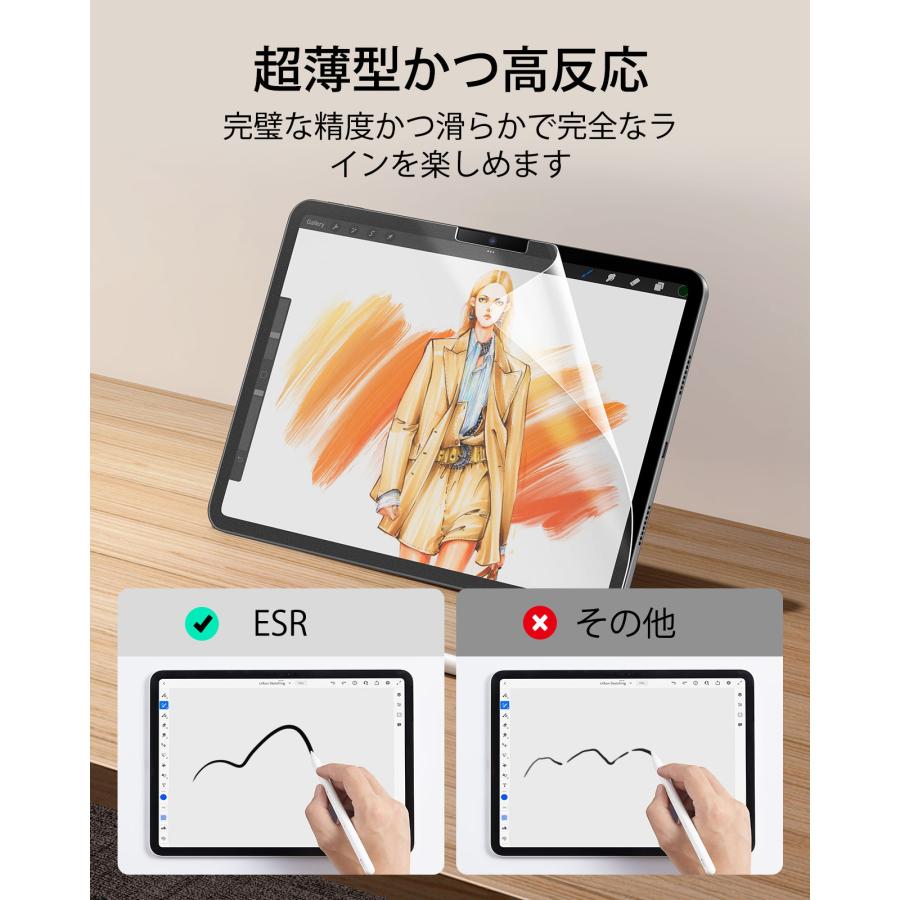 2枚セット ESR 2024 iPad Pro13 ペーパーライクフィルム 貼り付け