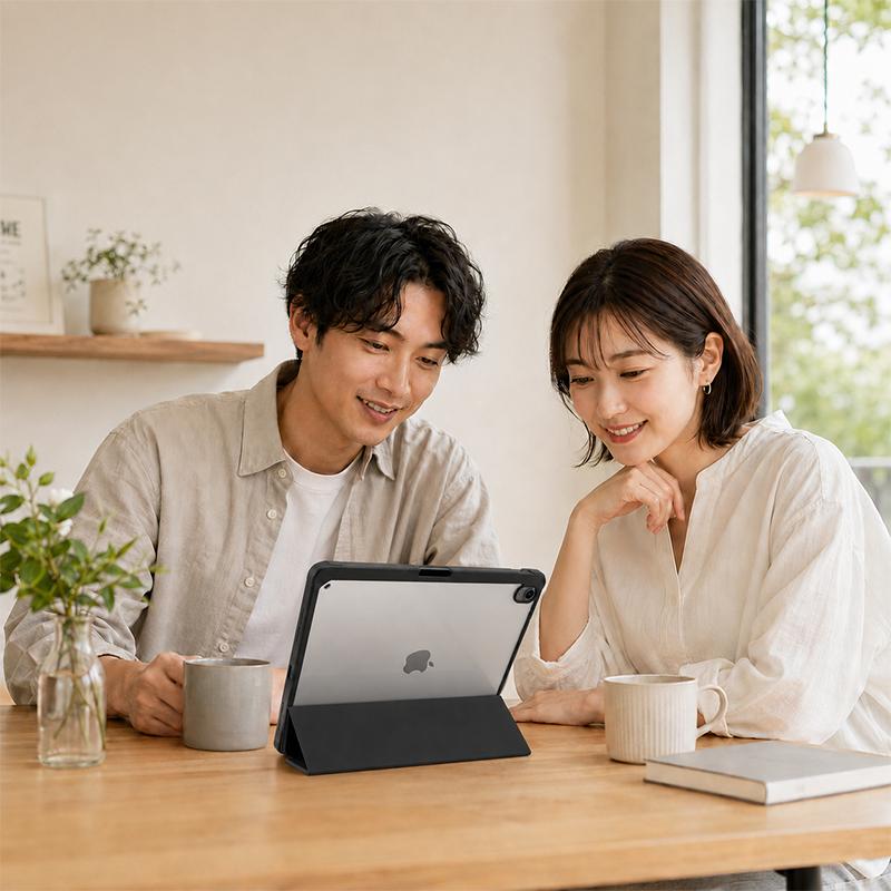 iPad A16 ケース ペンシル収納 11インチ Air M4 M3 M2 背面クリア 10.9