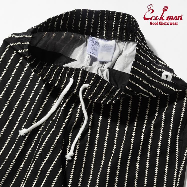 【美品】Cookman クックマン セットアップ ストライプ M ブラック 黒 COOKMAN（クックマン） パンツ シェフパンツ イージーパンツ ワイド