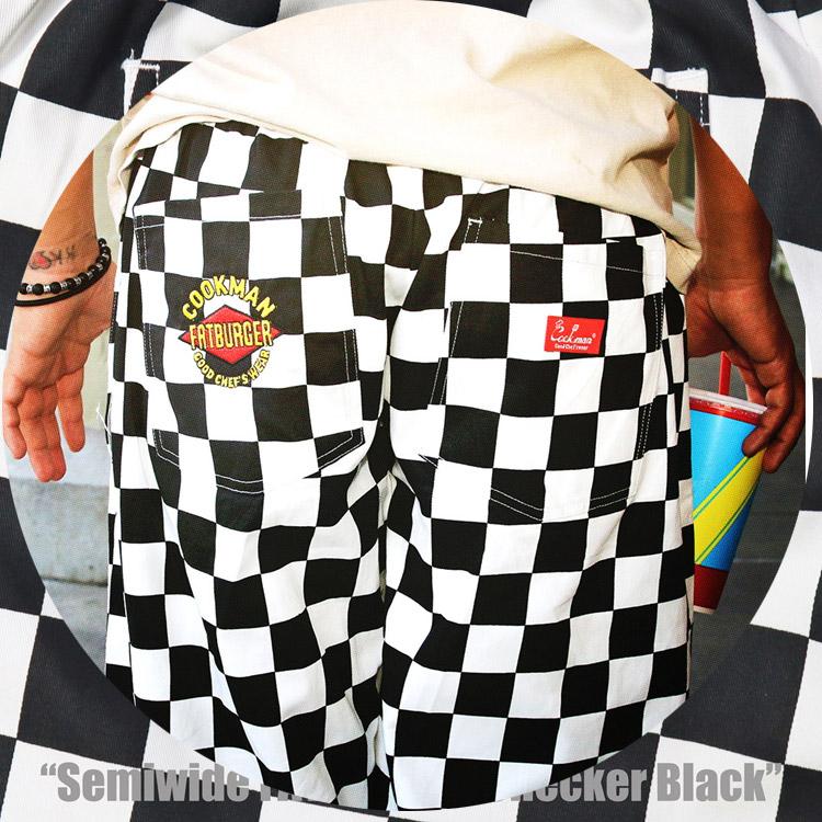 COOKMAN（クックマン） Chef Pants Semiwide FATBURGER Checker Black
