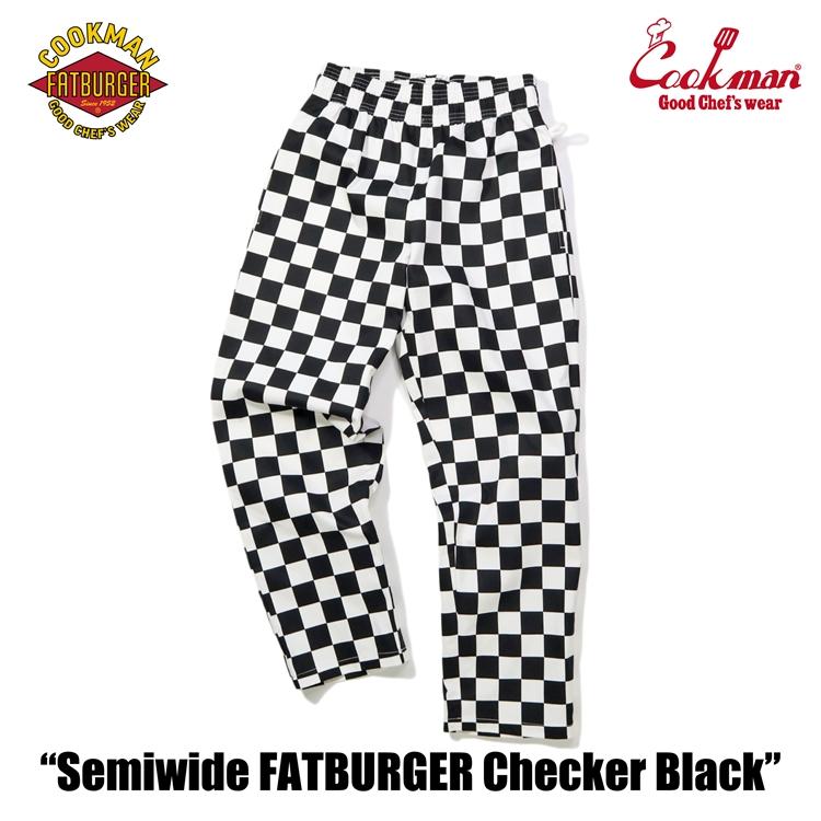 COOKMAN（クックマン） Chef Pants Semiwide FATBURGER Checker Black