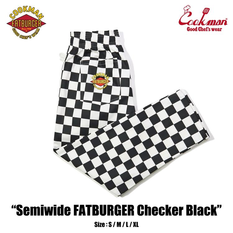 COOKMAN（クックマン） Chef Pants Semiwide FATBURGER Checker Black